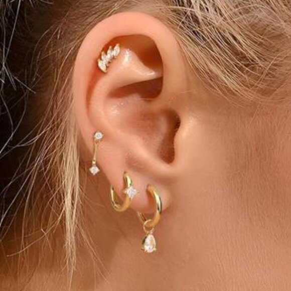 Sterling Silver Earrings for Women - Hypoallergenic Cartilage Earrings for